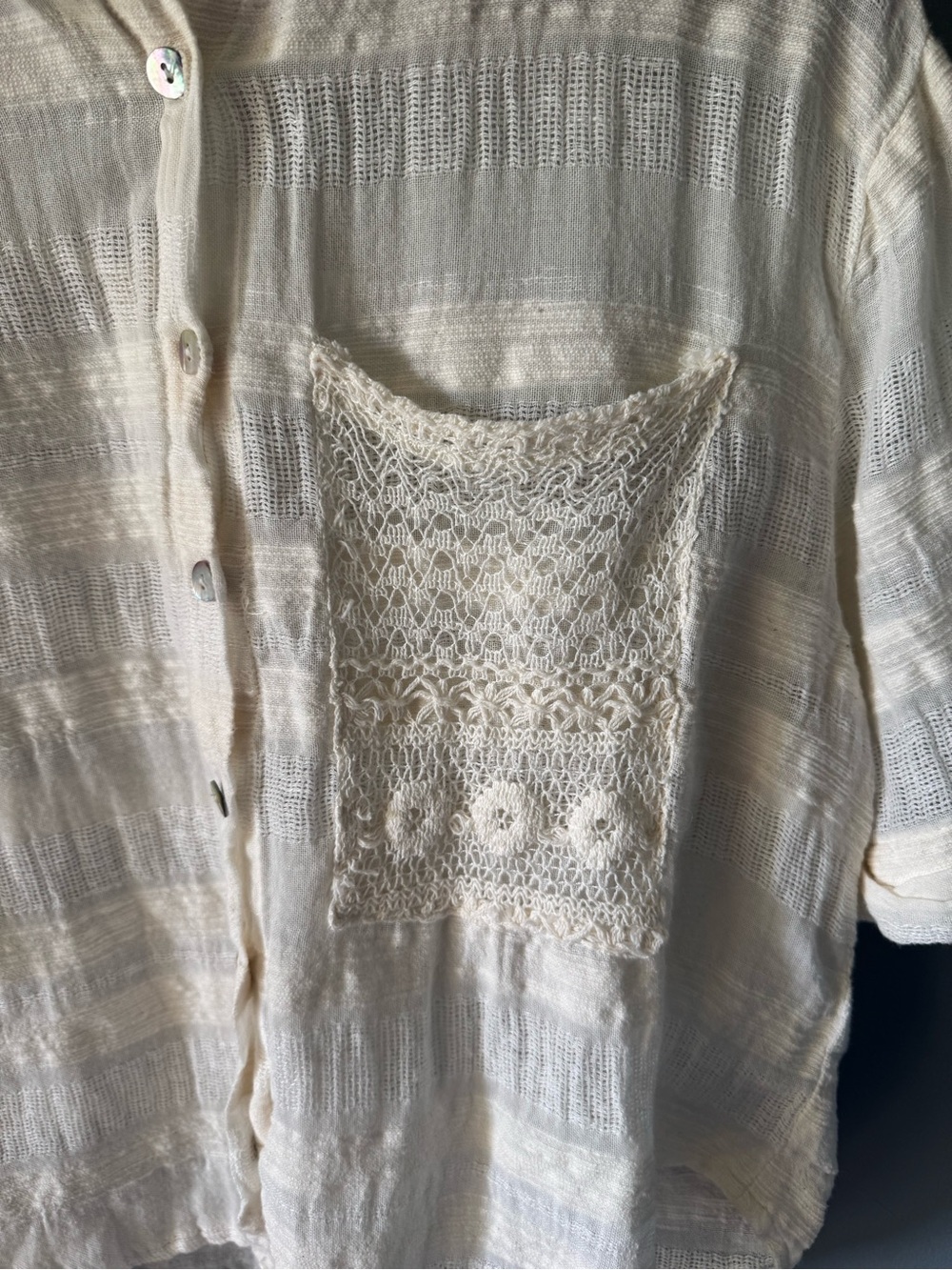 Taelynn button down crochet lace pocket gauze - Picture 4 of 7